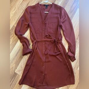 Forever 21 Long Sleeve Rust Dress